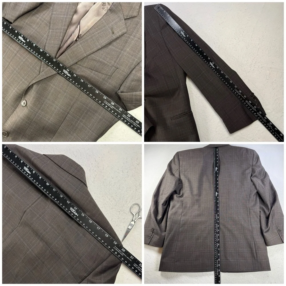 Jos A Bank Signature Gold Suit 41R Blazer 36W Pants Brown Windowpane - Picture 8 of 15